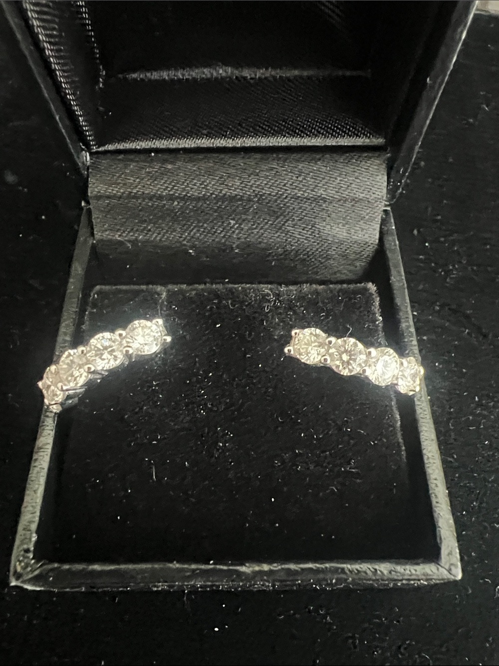 Classic 14k White Gold Diamond hoops - Picture 6 of 6